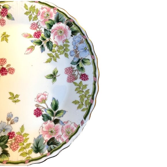 Vtg 1970s ANDREA BY SADEK Cake Plate & Server Porcelain Floral Raspberries - Picture 8 of 15